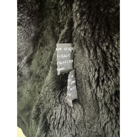 Baby Phat Womens Jacket Size Small Black Leather Faux Fur Lined Hooded ZipUp Y2K - Picture 7 of 14